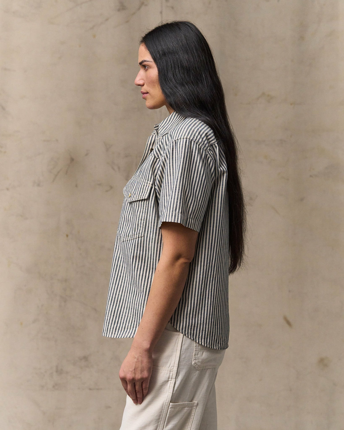 Filson New / Women's Short Sleeve Chambray Western Shirt - Indigo / Natural