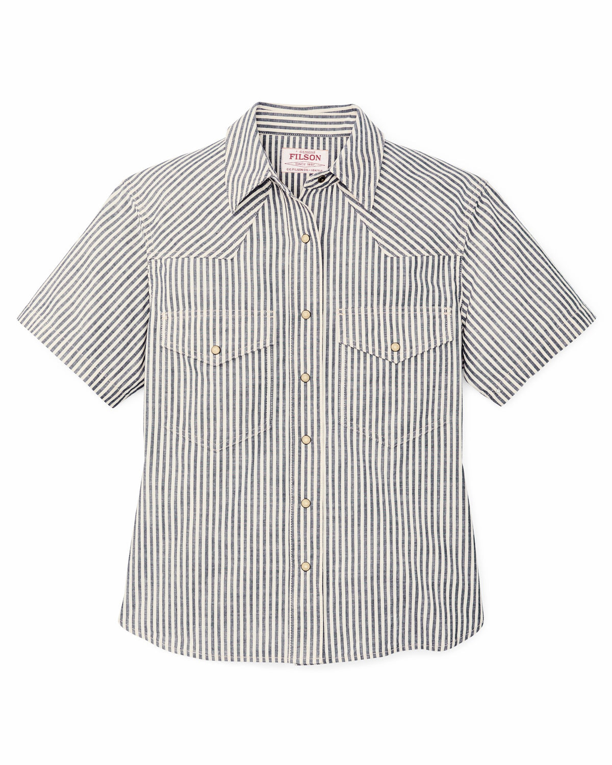 Filson New / Women's Short Sleeve Chambray Western Shirt - Indigo / Natural