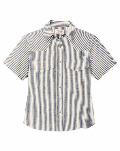 Filson New / Women's Short Sleeve Chambray Western Shirt - Indigo / Natural