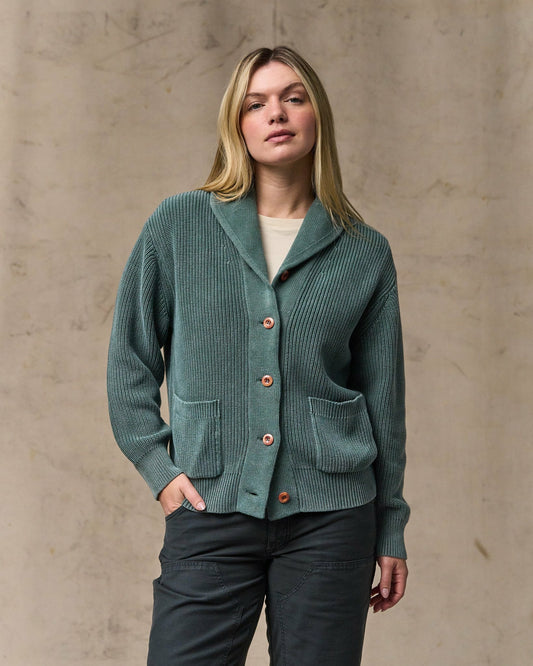 Filson Discount / Women's Cotton Shawl Neck Cardigan - Juniper