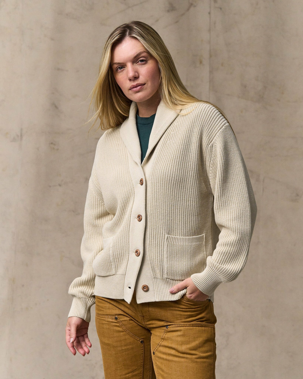 Filson New / Women's Cotton Shawl Neck Cardigan - Natural