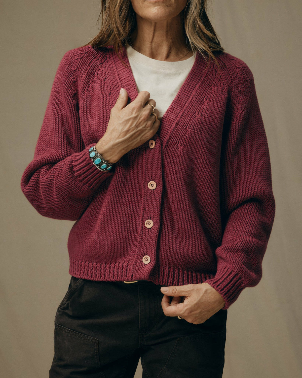 Filson Smart Buy / Women's Rustic Cotton Cardigan - Burgundy