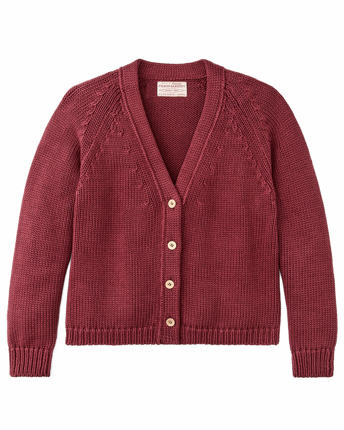 Filson Smart Buy / Women's Rustic Cotton Cardigan - Burgundy