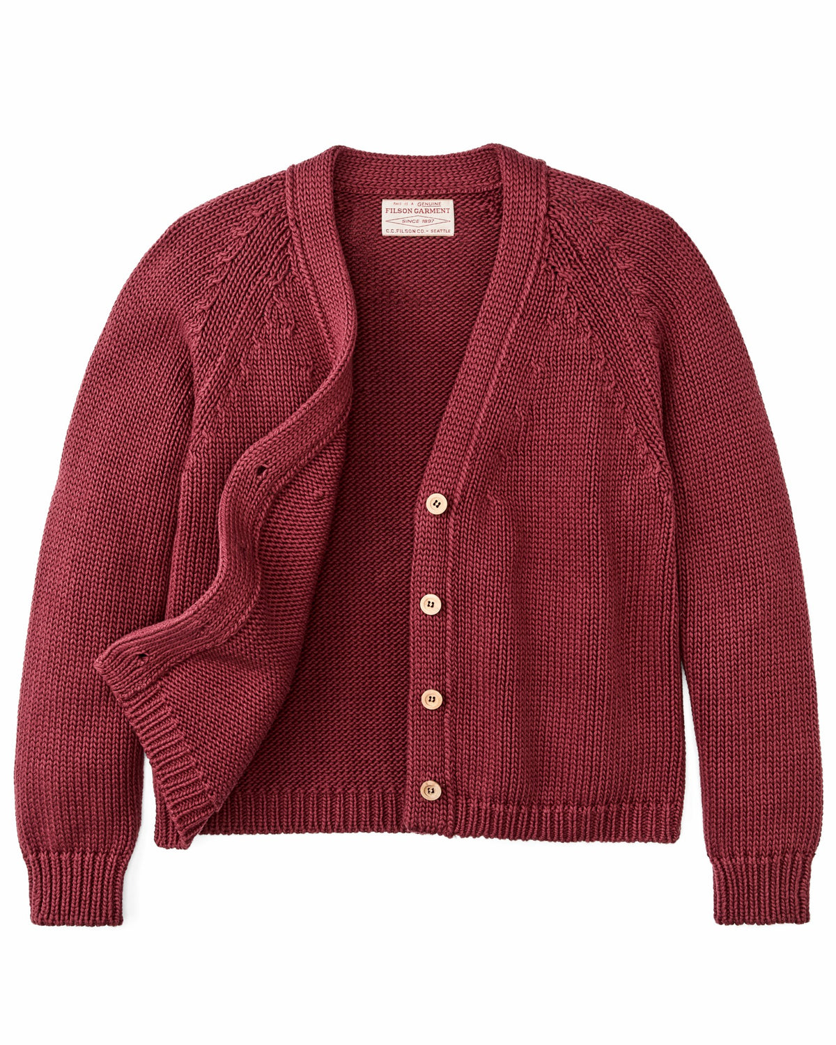 Filson Smart Buy / Women's Rustic Cotton Cardigan - Burgundy