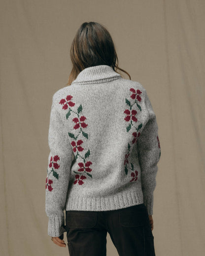 Filson Discount / Women's Zippered Wool Sweater - Gray / Flower