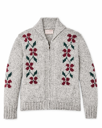 Filson Discount / Women's Zippered Wool Sweater - Gray / Flower