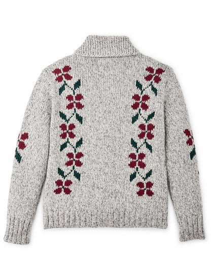 Filson Discount / Women's Zippered Wool Sweater - Gray / Flower