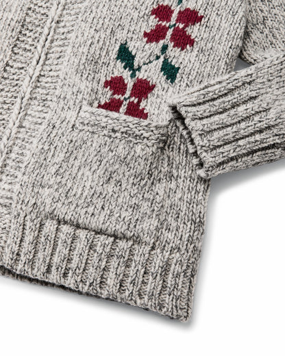 Filson Discount / Women's Zippered Wool Sweater - Gray / Flower