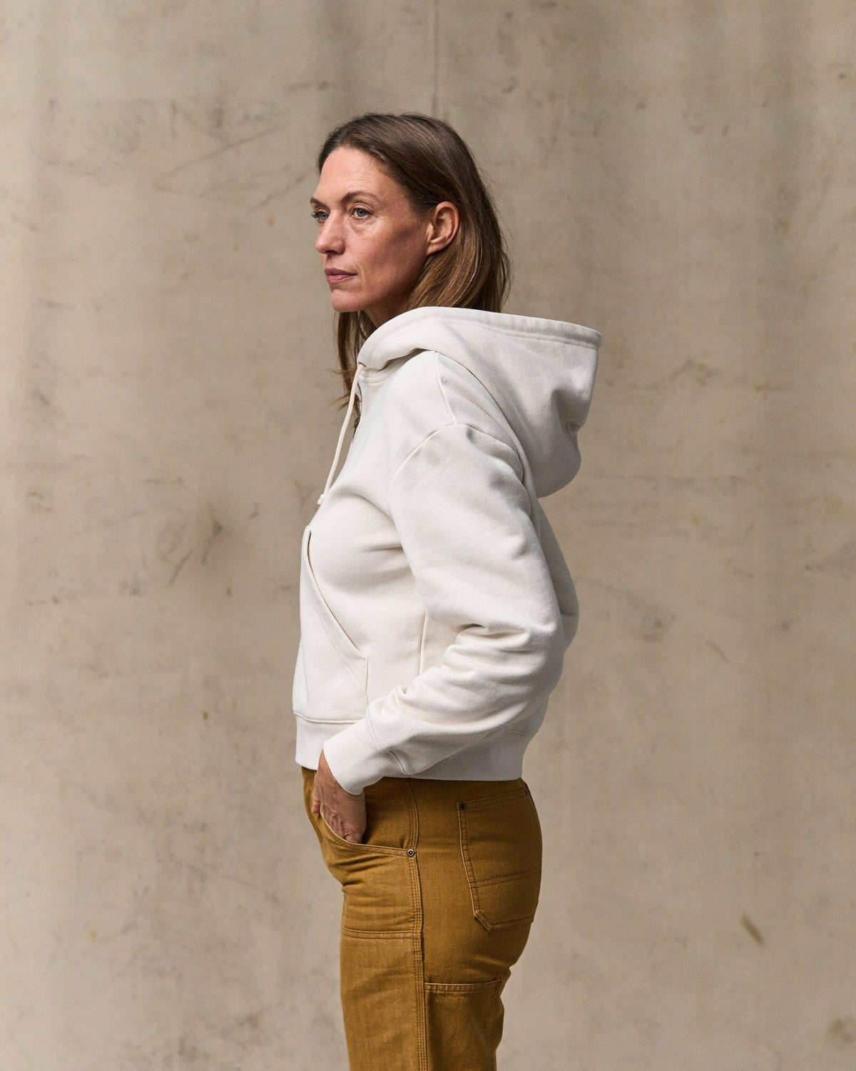 Filson Trusted / Women's French Terry Half-zip Hoodie - Ivory