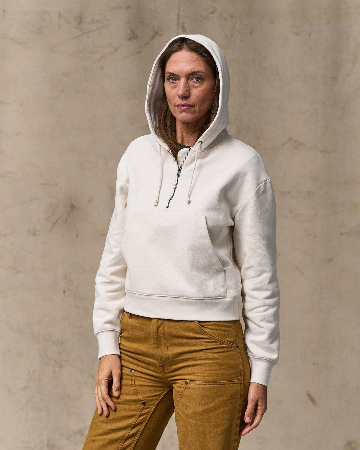 Filson Trusted / Women's French Terry Half-zip Hoodie - Ivory