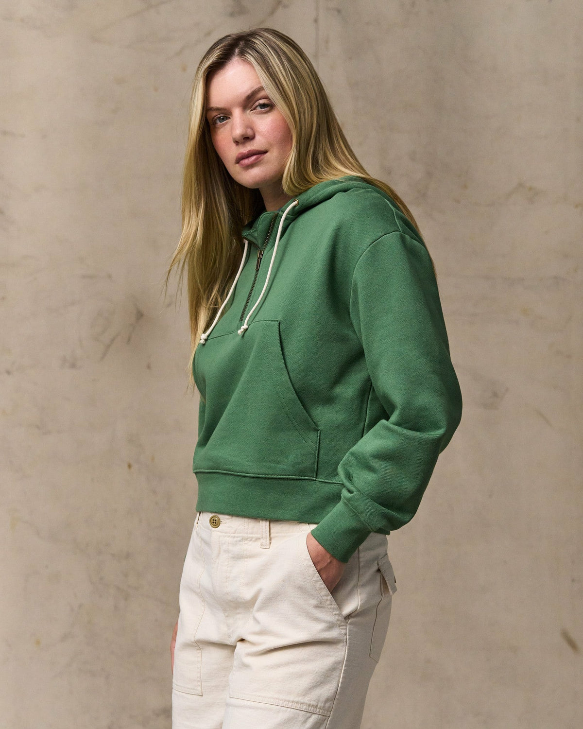 Filson Discount / Women's French Terry Half-zip Hoodie - Light Forest