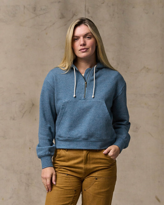 Filson Value / Women's French Terry Half-zip Hoodie - Light Blue