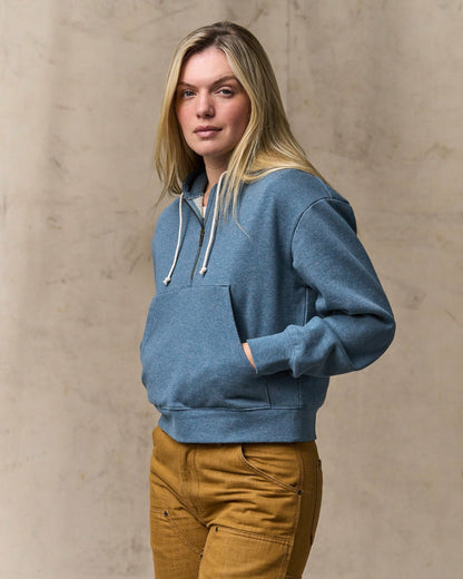 Filson Value / Women's French Terry Half-zip Hoodie - Light Blue