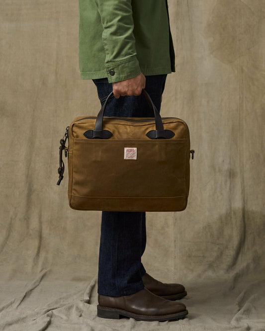 Filson Best Price / Tin Cloth Compact Briefcase - Dark Tan